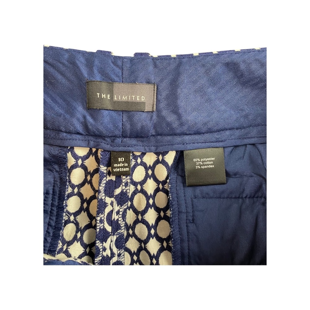 The Limited Geometric Print Ankle Pants Navy White Size 10 Petite - Picture 3 of 7